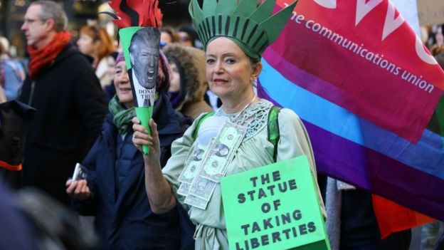 Protester in London, 21 Jan