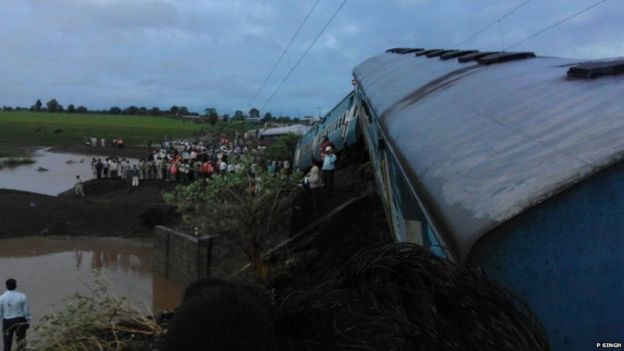 The scene of the train crash in Madhya Pradesh