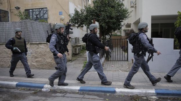 Israeli police in Tel Aviv, Israel, on 1 January 2016