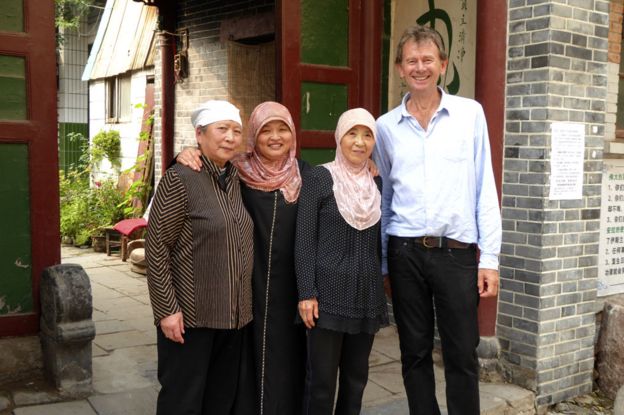 Michael Wood outside the entrance of the Wangjia Alley mosque