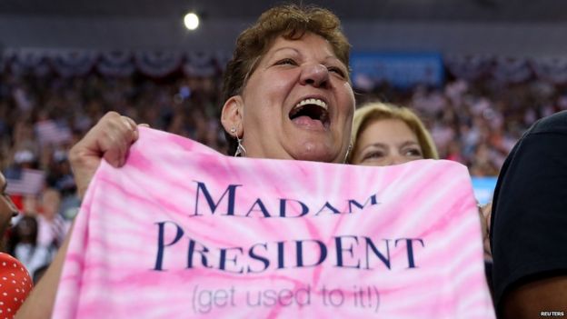 A supporter at a Clinton rally