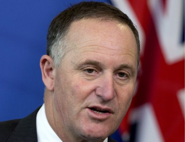 In this 29 October 2015 photo, <b>New Zealand</b> Prime Minister John Key speaks <b>...</b> - _88924198_032100100-1