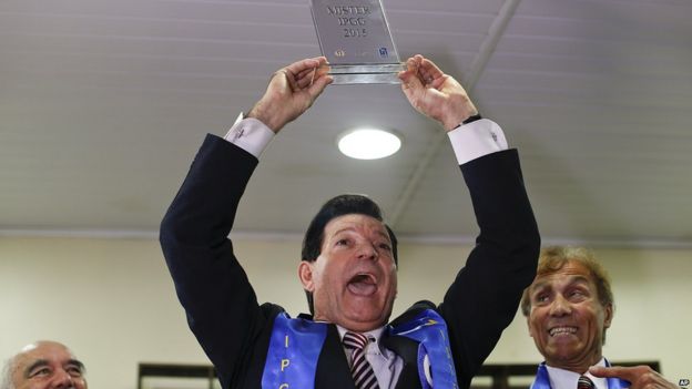 Aureo do Nascimento celebrates winning the 