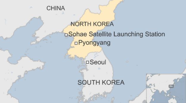 Map of North Korea showing location of Sohae Satellite Launching Station