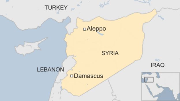 Map showing Aleppo in Syria