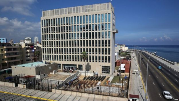 Preparations for the US embassy reopening ceremony in Havana