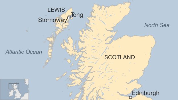 A map showing Lewis and Scotland in the context of the UK