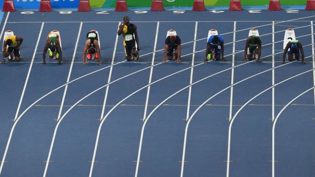 Salida de la final de los 100 metros planos en Río 2016