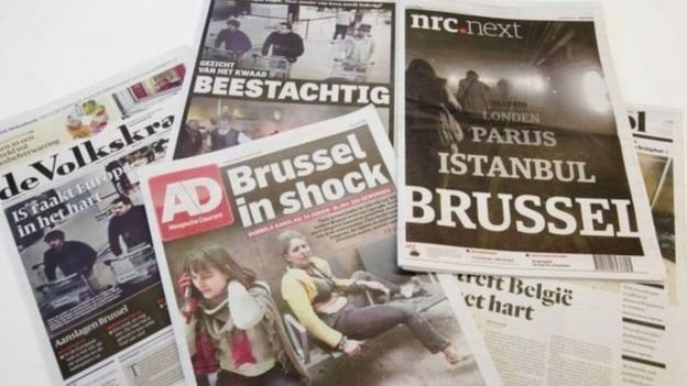 Newspaper reports of Brussels attacks