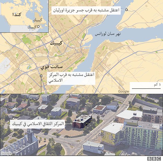 خريطة تبين مكان المركز الإسلامي الذي تعرض للهجوم الدامي