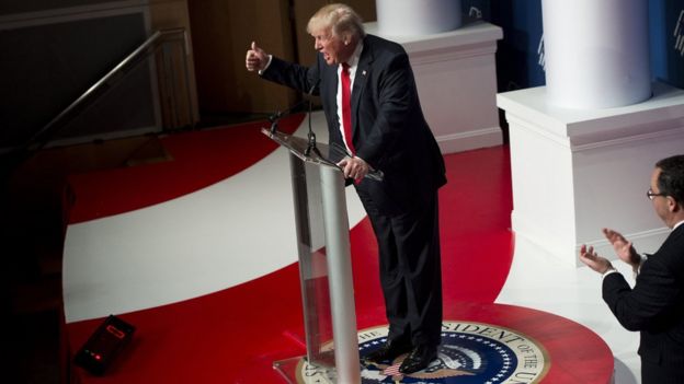 Donald Trump speaks at the Republican Jewish Coalition event.