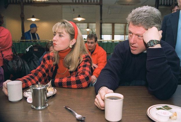 Hillary y Bill Clinton el 16 de febrero de 1992.