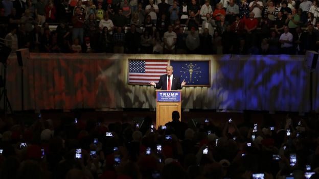 Trump at a rally at The Palladium in Carmel, Indiana