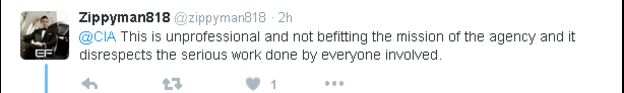 Tweet: This is unprofessional and not befitting the mission of the agency and it disrespects the serious work done by everyone involved.