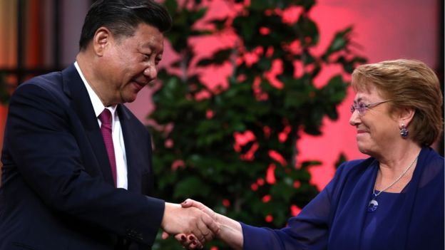 Xi Jinping y Michelle Bachelet