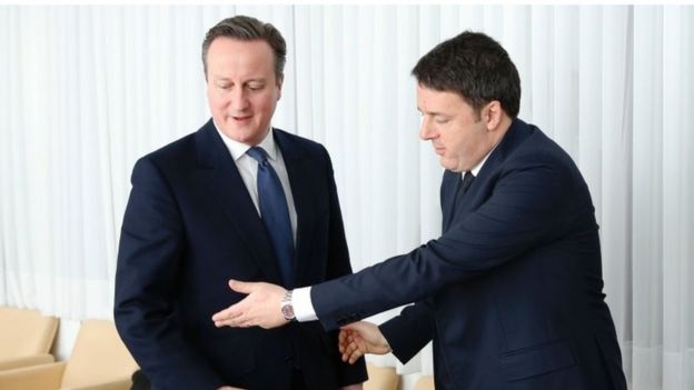 David Cameron and Italian PM Matteo Renz