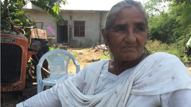 Sixty-year-old Sukhdev Kaur on her farm in Rajasthan