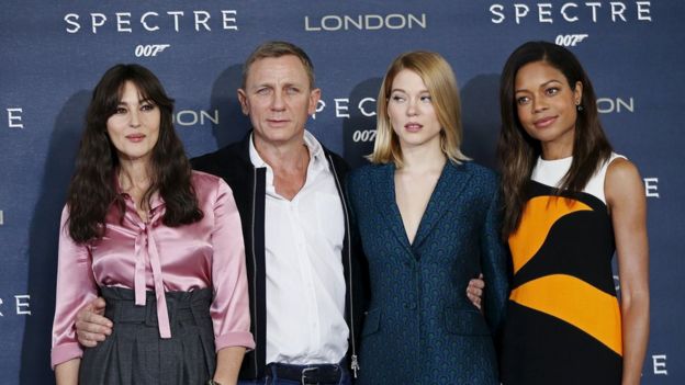 Spectre cast: (l-r) Monica Bellucci, Daniel Craig, Lea Seydoux and Naomie Harris