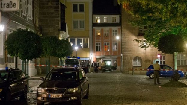 Scene of attack in Ansbach. 25 July 2016