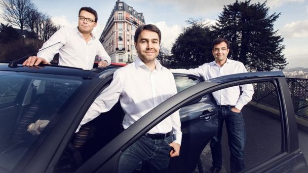 Francis Napez (izda.), Fr??d??ric Mazzella (centro) y Nicolas Brusson (dcha.) son los fundadores de BlaBlaCar.