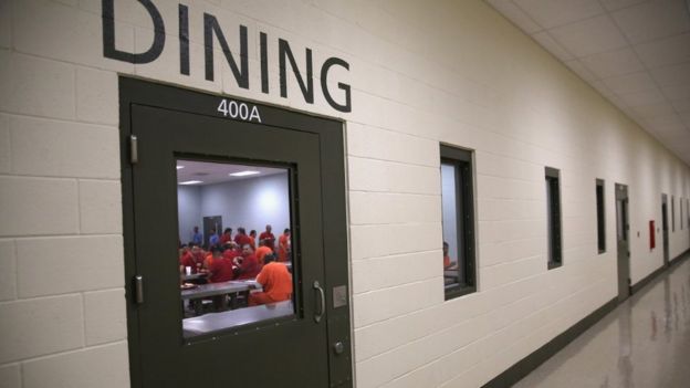 Dining room at Adelanto Detention Facility, California