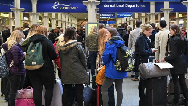 Fila en Eurostar