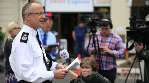 Mark Rowley speaking at a police press conference