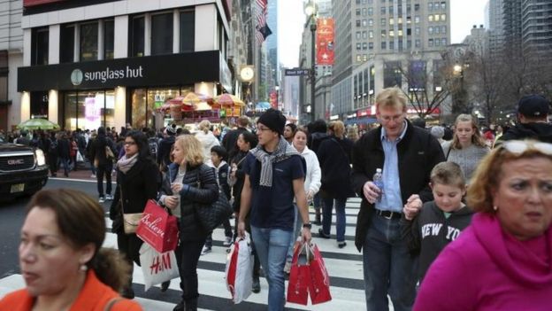 Shoppers in New York
