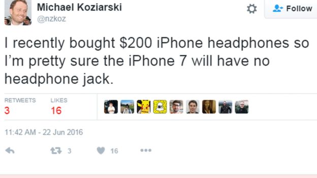 tweet about iphone 7 headphone jack