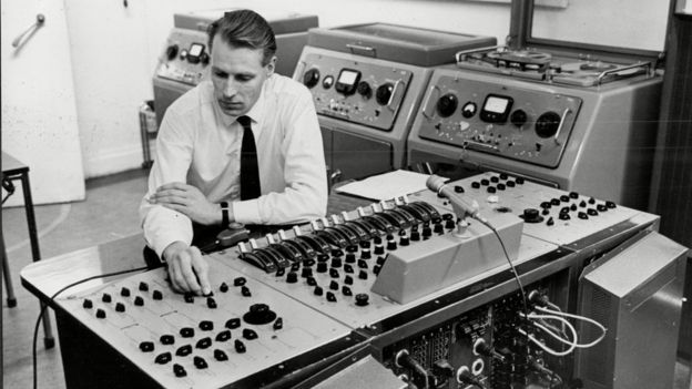 George Martin at the mixing desk