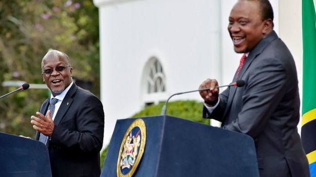Kenya's President Uhuru Kenyatta and his counterpart John Magufuli