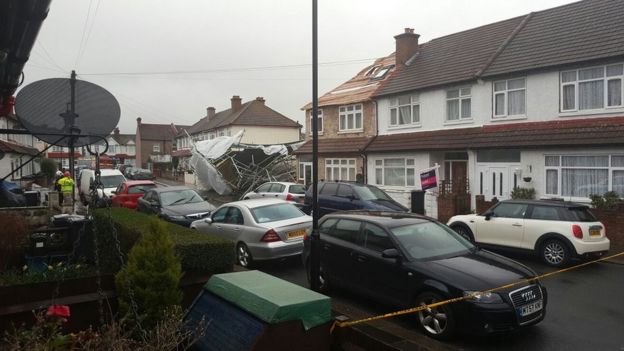 Collapsed scaffolding