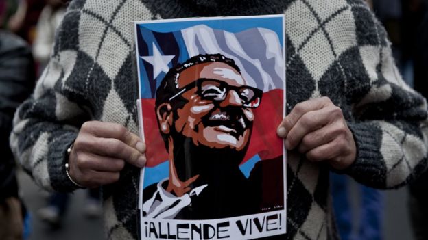 Cartel recordando al presidente chileno Salvador Allende