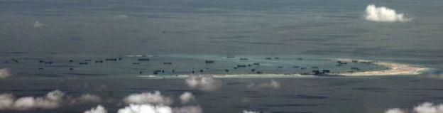 Aerial image of Mischief Reef in the Spratly Islands