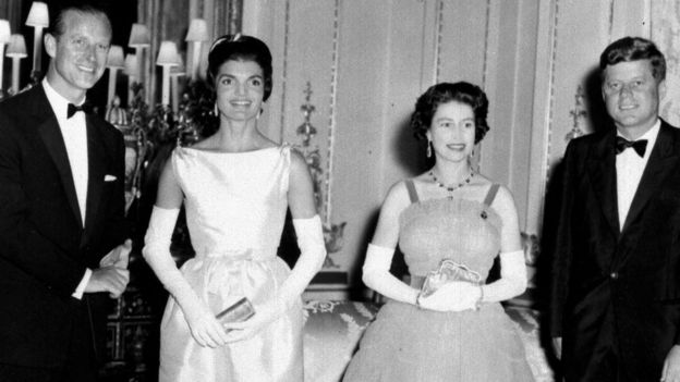 American President John F Kennedy and his wife Jacqueline pictured with the Queen and the Duke of Edinburgh in May 1961 at Buckingham Palace