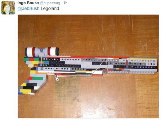 A gun made out of Lego to represent Denmark