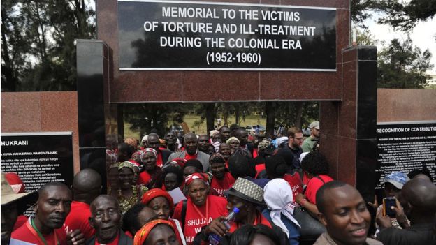 People, including members of the Mau Mau war veteran association, attend the unveiling of the memorial dedicated to the thousands killed, tortured and jailed in the Mau Mau rebellion on 12 September 2015, Nairobi, Kenya