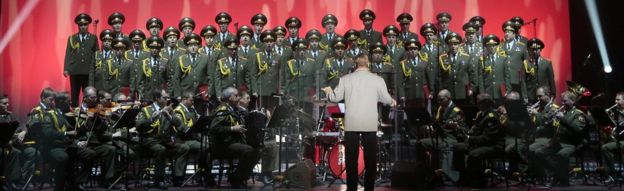 Members of the Alexandrov Ensemble performing in Paris in 2015