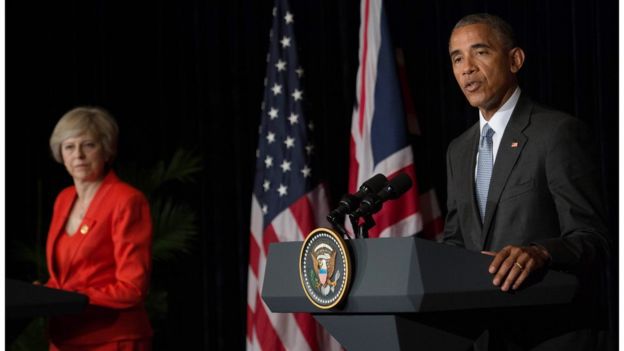 Barack Obama and Theresa May at the G20 summit