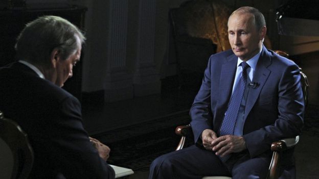 President Vladimir Putin talking to CBS (28 Sept)