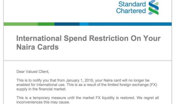Standard Chartered announcement