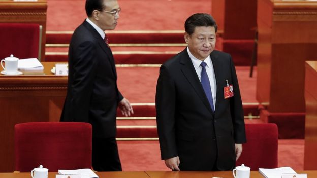 MARCH 05: Chinese President Xi Jinping (R) and Chinese Premier Li Keqiang