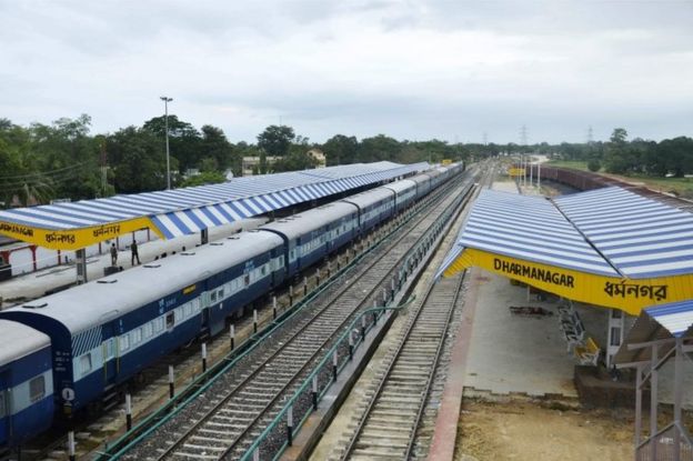 The railway station is deserted during a nationwide strike called by 10 major trade unions over wages and economic reforms, in Dharmanagar in north-eastern Tripura state on September 2, 2016.