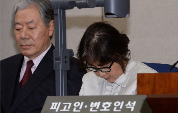 Choi Soon-Sil, the jailed confidante of disgraced South Korean President Park Geun-Hye, appears for the first day of her trial at the Seoul Central District Court on 19 December 2016 in Seoul, South Korea