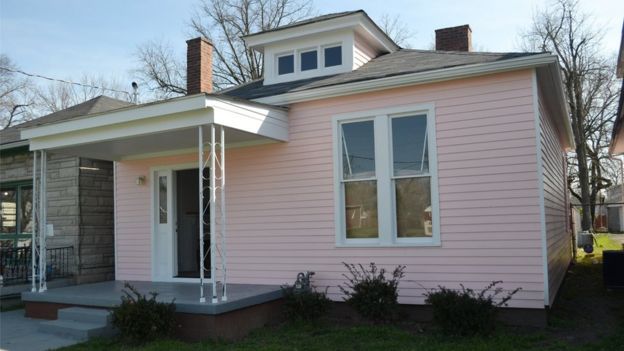 In this March 18, 2016 photo, the childhood home of Muhammad Ali is seen in Louisville, Kentucky