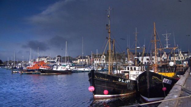 Boats in a harbour in Lewis