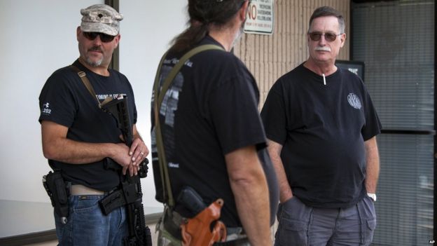 Armed civilians began guarding the centres after a gunman killed five service members last week