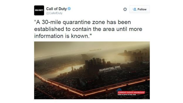 A tweet carried by Call of Duty's Twitter account