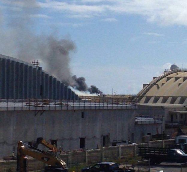 Smoke over the US base in Guam