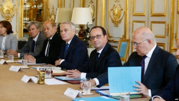 French President Francois Hollande during an emergency cabinet meeting